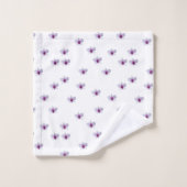 Weiße Blüten mit lila Mitte Geschenk Badhandtuch Set (Waschlappen)