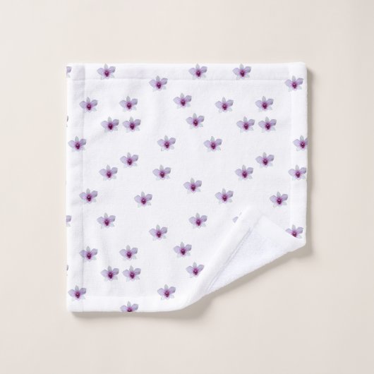 Weiße Blüten mit lila Mitte Geschenk Badhandtuch Set (Waschlappen)