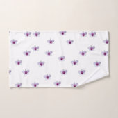 Weiße Blüten mit lila Mitte Geschenk Badhandtuch Set (Handtuch)