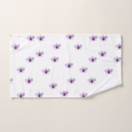 Weiße Blüten mit lila Mitte Geschenk Badhandtuch Set (Handtuch)