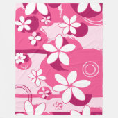 Weiße Blüten mit rosa Umrandung Fleecedecke (Vorderseite)