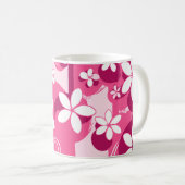 Weiße Blüten mit rosa Umrandung Kaffeetasse (VorderseiteRechts)