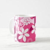 Weiße Blüten mit rosa Umrandung Kaffeetasse (Vorderseite Links)