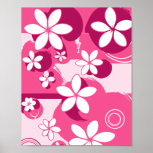 Weiße Blüten mit rosa Umrandung Poster