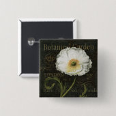 Weiße Blüten und Blätter Button (Vorne & Hinten)