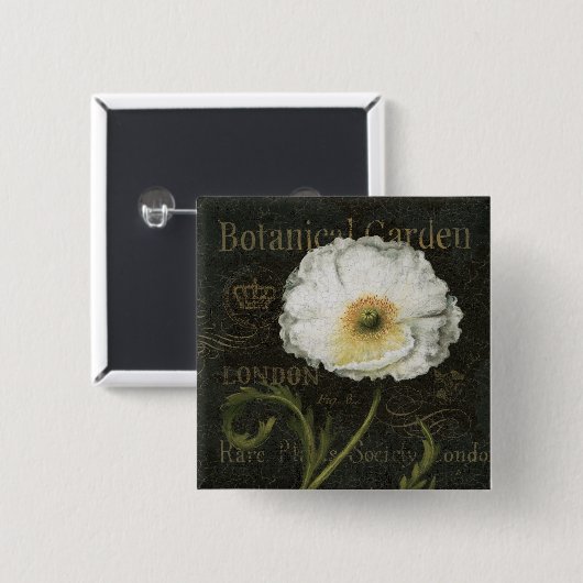 Weiße Blüten und Blätter Button (Vorne & Hinten)