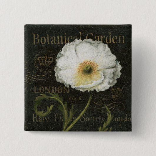 Weiße Blüten und Blätter Button (Vorderseite)