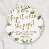 Weiße Blüten und Gold Pop, wenn sie Pop Geschenkanhänger (Vorderseite)