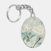 Weiße Blüten vom Süden Schlüsselanhänger (Vorderseite links)