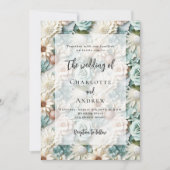 Weiße Blütenblätter für Hochzeiten elegant Einladung (Vorderseite)