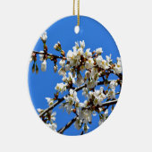 Weiße Blütenblumenblüte, weißer Frühlingsbaum Keramik Ornament (Rechts)