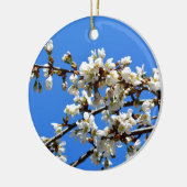 Weiße Blütenblumenblüte, weißer Frühlingsbaum Keramik Ornament (Links)