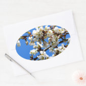 Weiße Blütenblumenblüte, weißer Frühlingsbaum Ovaler Aufkleber (Umschlag)