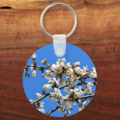 Weiße Blütenblumenblüte, weißer Frühlingsbaum Schlüsselanhänger (Vorderseite)
