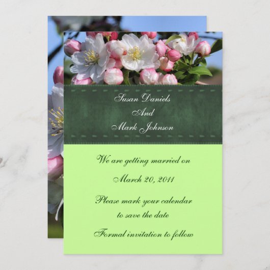 Weiße Blütenblüten - Blütezeit rettet das Datum Einladung (Vorne/Hinten)