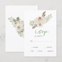 Weiße Blütenelegante Hochzeitskarte RSVP Karte