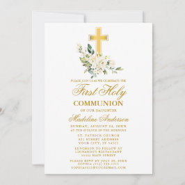 Weiße Blütenfarbe Foto Erste Kommune Einladung