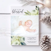 Weiße Blütenfarbe Foto Geburtsankündigung