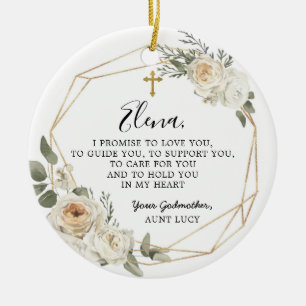 Weiße Blütengeometrie Godmuta Versprechen Geschenk Keramik Ornament