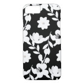 Weiße Blütengestaltung mit Perle auf schwarz Case-Mate iPhone Hülle (Rückseite)