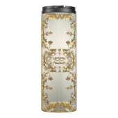 Weiße Blütengoldblüte Verziert Thermosbecher (Rückseite)