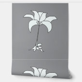 Weiße Blütengrau Tapete (Abrollen)