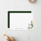 Weiße Blütengrün Personalisiert Stationäre Frauen Mitteilungskarte (Vorderseite/Rückseite Beispiel)