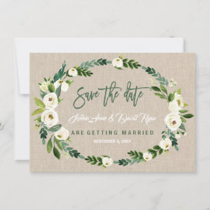 Weiße Blütenhandschrift Save the Date