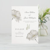 Weiße Blütenhochzeit Einladung (Stehend Vorderseite)