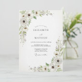 Weiße Blütenhochzeit Einladung (Stehend Vorderseite)