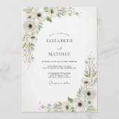 Weiße Blütenhochzeit Einladung (Vorderseite)