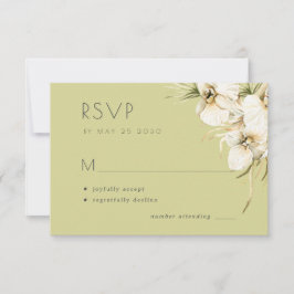 Weiße Blütenhochzeit RSVP Karte