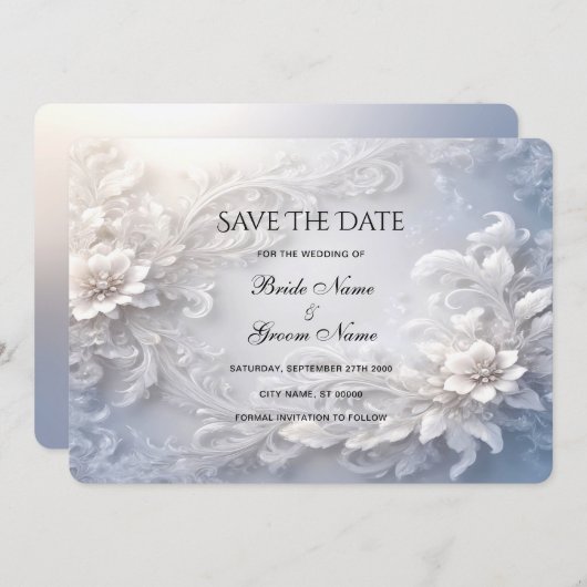Weiße Blütenkarte Save the Date Geblüht Karte (Vorne/Hinten)