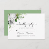 Weiße Blütenkarte und Eukalyptus Wedding RSVP Card (Vorne/Hinten)