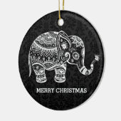 Weiße Blütenlephe auf schwarzen Damasken Keramik Ornament (Links)