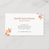 Weiße Blütenlogos auf Pfirsichpfirsichpfirsichfarb Visitenkarte (Rückseite)