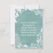 Weiße Blütenmuster, beliebig farbige Tischnummer (Rückseite)