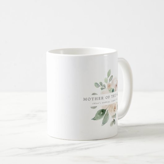 Weiße Blütenmutter Kaffeetasse (VorderseiteRechts)