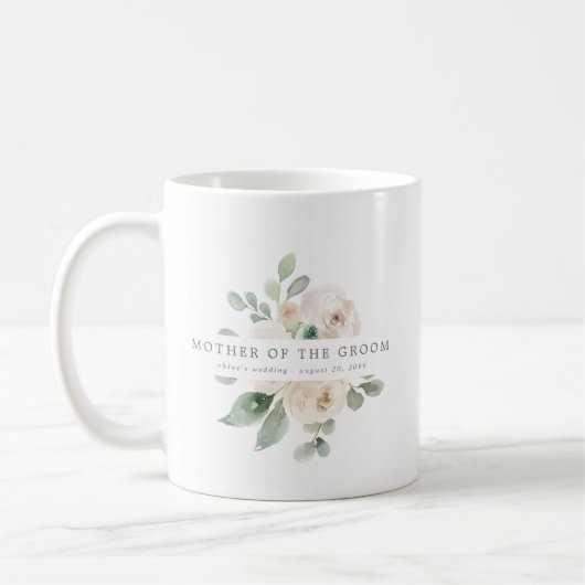 Weiße Blütenmutter Kaffeetasse (Links)