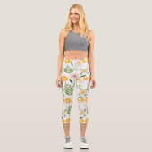 Weiße Blütennatur Hochwaisted Capris (Vorderseite)