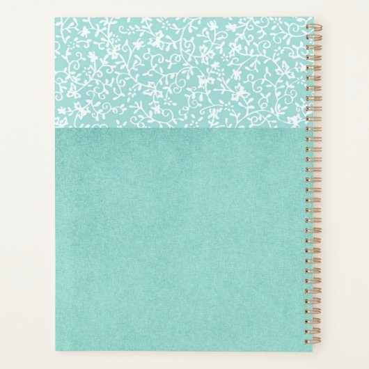 Weiße Blütenpastel Trendy Monogram Planer (Rückseite)