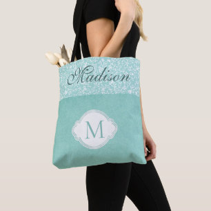 Weiße Blütenpastel Trendy Monogram Tasche