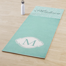 Weiße Blütenpastel Trendy Monogram Yogamatte