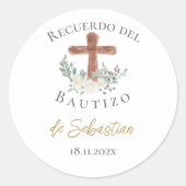 Weiße Blütentaufe Spanisch Runder Aufkleber (Vorderseite)