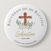 Weiße Blütentaufen Button (Vorderseite)