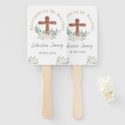 Weiße Blütentaufen Fächer (Vorne und Hinten)