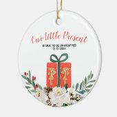 Weiße Blütenweihe Weihnachtsfeiertage Ankündigung  Keramik Ornament (Links)