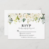 Weiße Blütenweiße Hochzeitsgrün RSVP Karte (Vorne/Hinten)