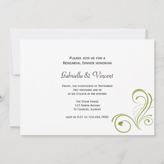 Weiße Blutungen Herz Hochzeit Probe Abendessen Einladung (Rückseite)