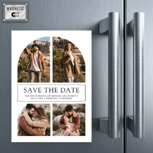 Weiße Bogen-Fotocollage Hochzeit Save the Date Magneteinladung